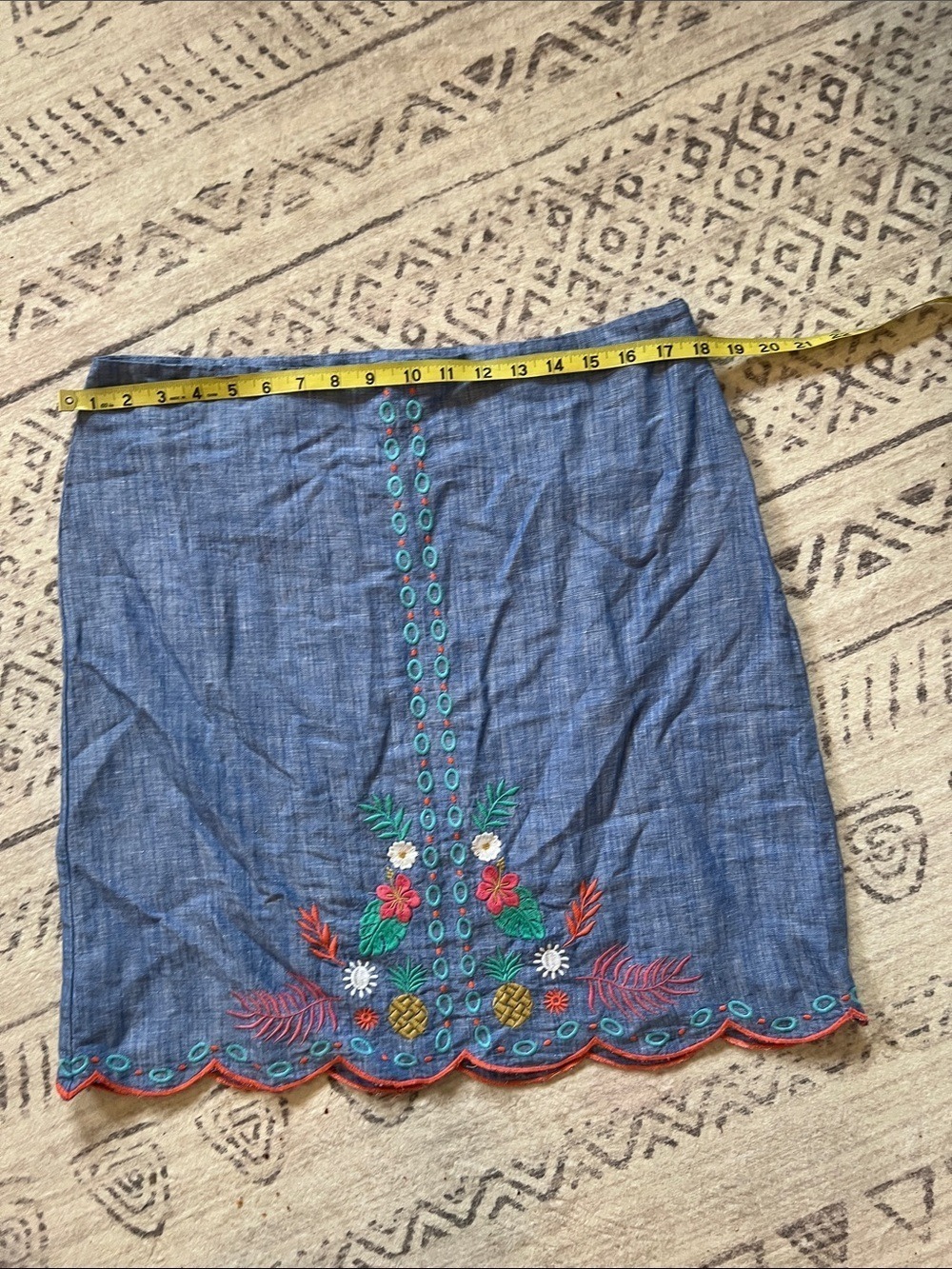 Talbots Blue Embroidered Chambray Skirt - Picture 3 of 7
